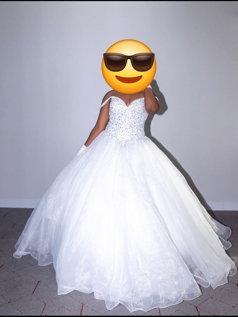 Girls White Sparkle Ball Gown Dress with Beaded Bodice